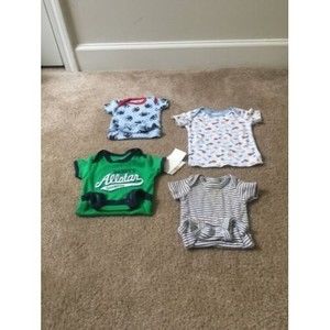 4-Piece Clothing Lot Newborn Baby Boys Snap Crotch Shirt Size NB